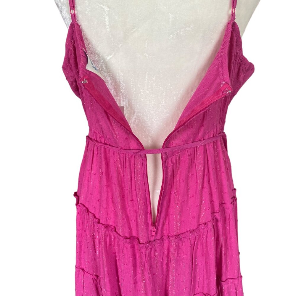 Francesca's Blue Rain women's XL magenta tie at waist A-line dress - Picture 5 of 13
